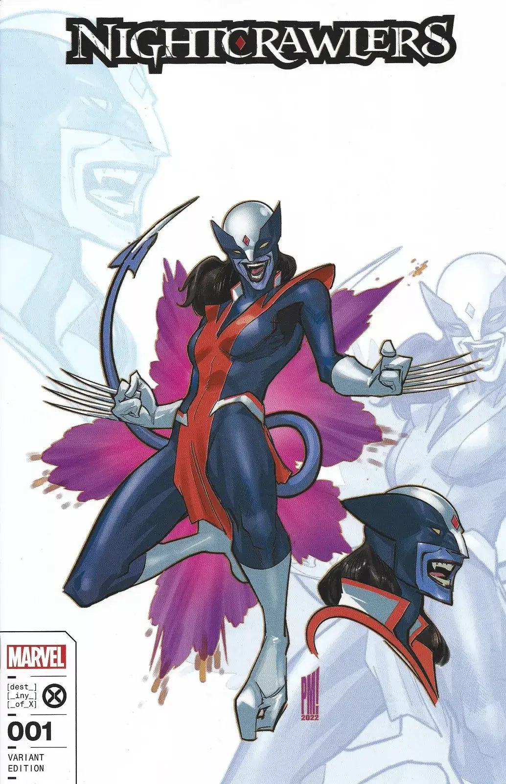 Comic book cover of Nightcrawlers #1 with dynamic X-Men action and purple energy effects