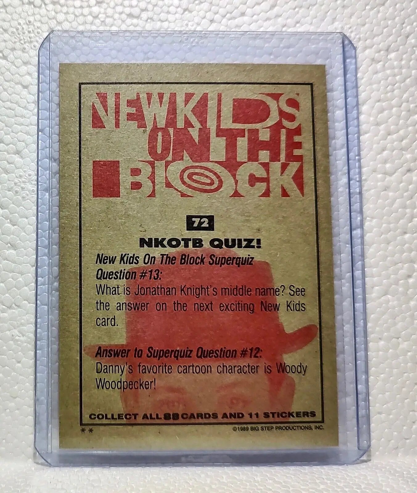 NKOTB Quiz! 1989 New Kids on the Block #72 Trading Card - Entertainment Card Single