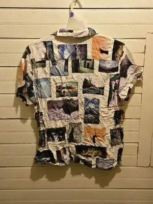 No Boundaries Shirt Mens 2XL Photo Collage Graphic Print Short Sleeve Button Up - Apparel