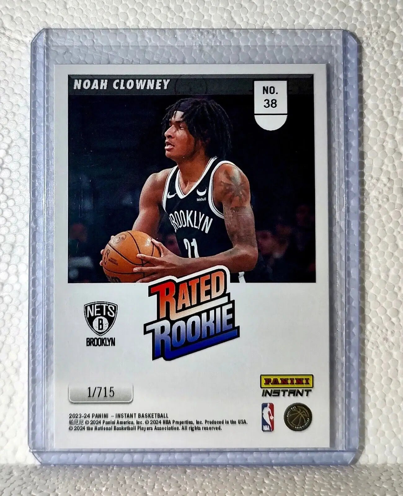 Noah Clowney 2023-24 Panini NBA #38 Rated Rookie Retro Card Brooklyn Nets 1/715