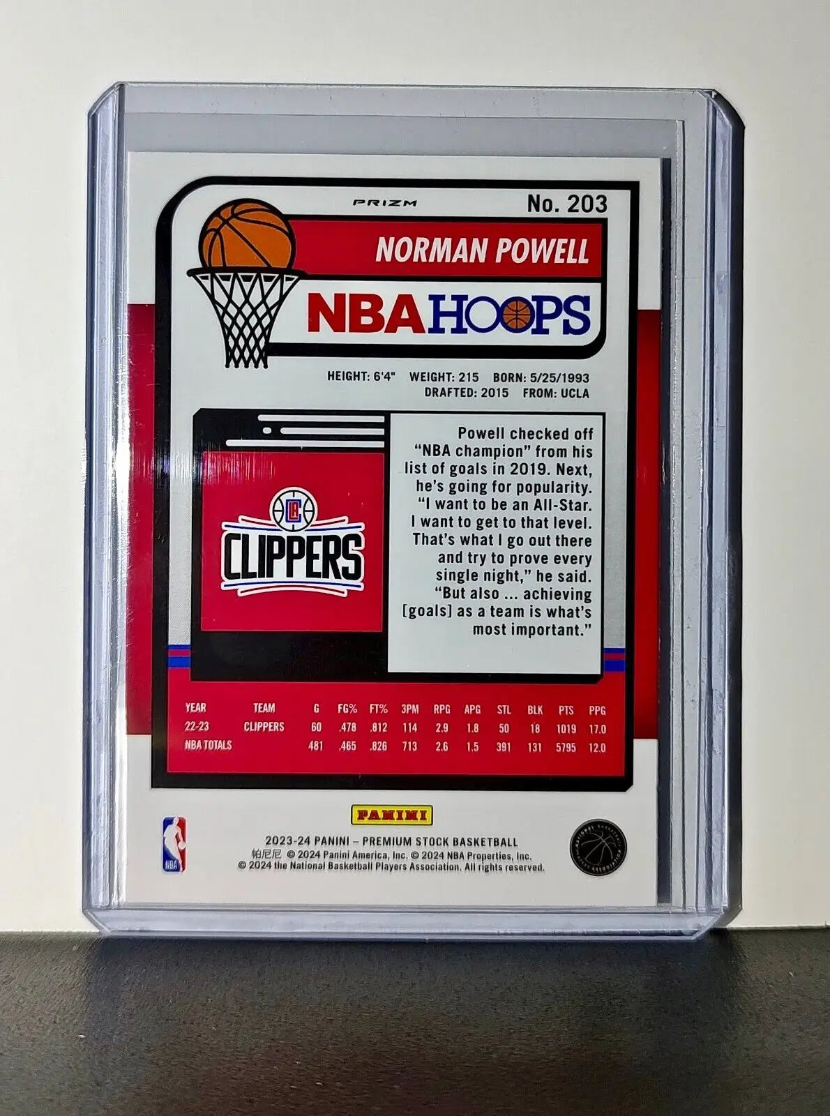 Norman Powell 2023-24 Panini Premium NBA Hoops #203 Disco Prizm Card Clippers