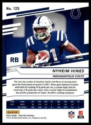 Nyheim Hines 2022 Panini Prestige #125 Indianapolis Colts - Football Card Single