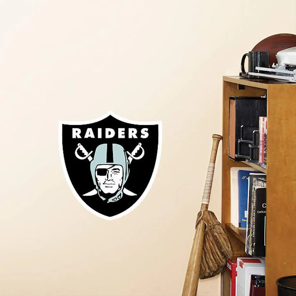 Raiders logo decal on dry wall from Official Fathead Teammate Logo Sticker NFL Fatheads