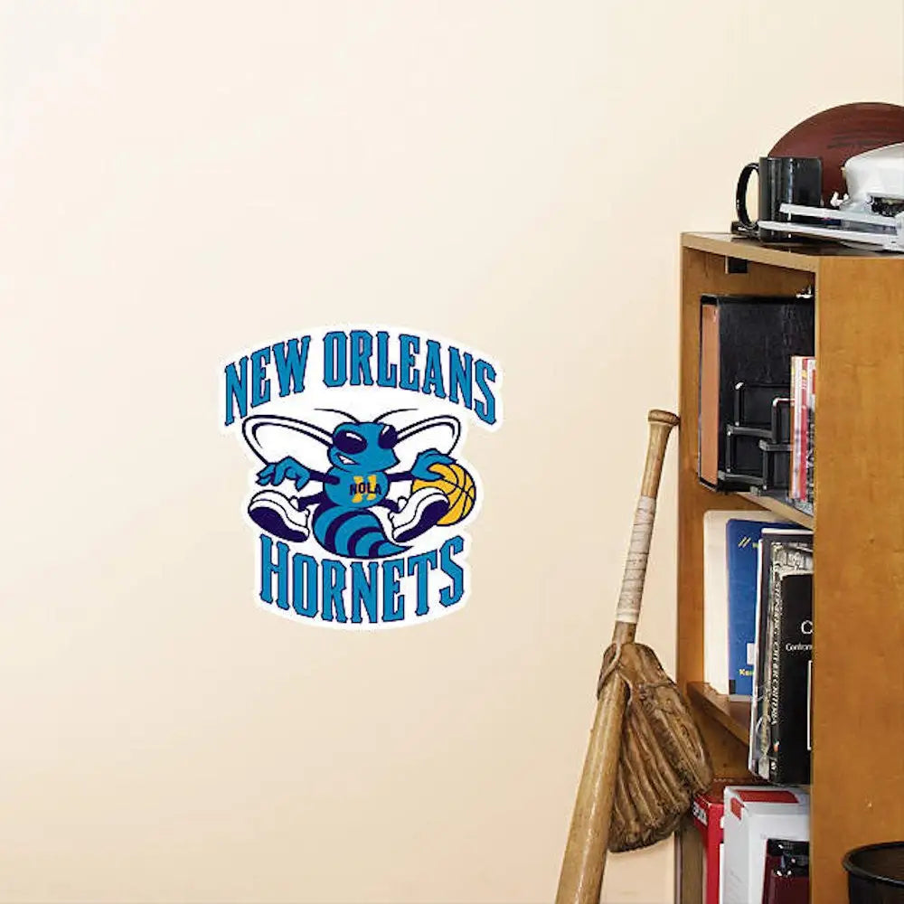 New Orleans Hornets logo decal on dry wall in NBA Fatheads Teammate Logo Sticker