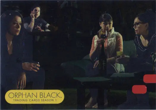 Orphan Black Season 1 Trading Card showing women in conversation on Silver Foil Chase Card