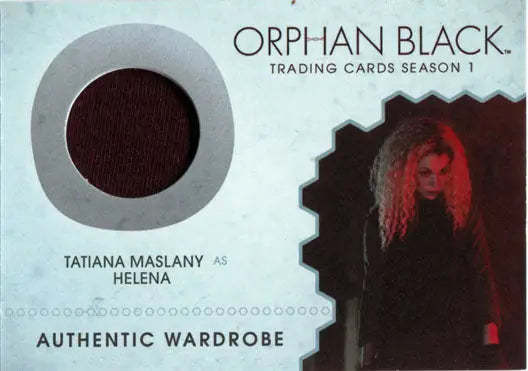 Orphan Black trading card with wardrobe swatch of Tatiana Maslany as Helena