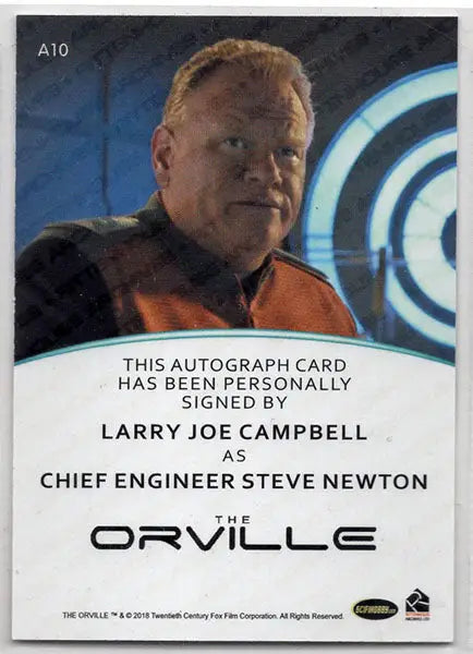 Autograph card of Larry Joe Campbell as Chief Engineer Steve Newton from The Orville