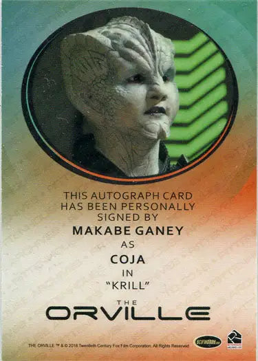Orville Season 1 Autograph Card Makabe Ganey as Coja - Non-Sports Card Single