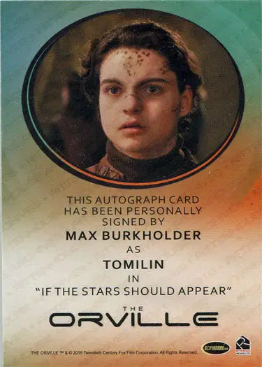 Orville Season 1 Autograph Card Max Burkholder as Tomilin - Entertainment Card Single