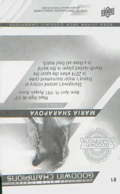 Other Sports 2022 Upper Deck Goodwin Champions #81 Maria Sharapova - Tennis Card Single