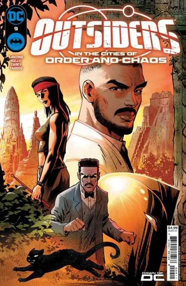 Comic book cover for Outsiders #9 with characters in dramatic pose, ideal for trading cards