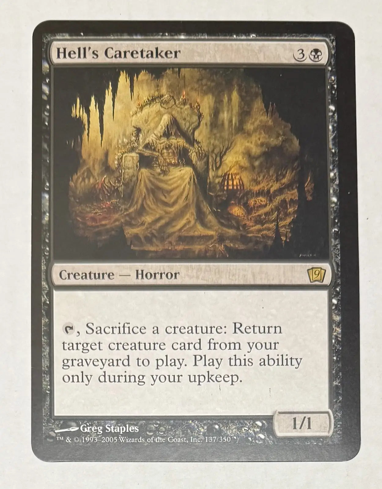 OVERSIZE Mtg Card ~ HELL’S CARETAKER Ninth Edition Core Set Box Topper Magic - Magic Card Single