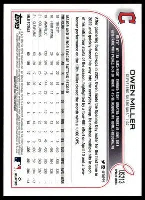 Owen Miller 2022 Topps Update Rainbow Foil #US213 Cleveland Guardians - Baseball Card Single