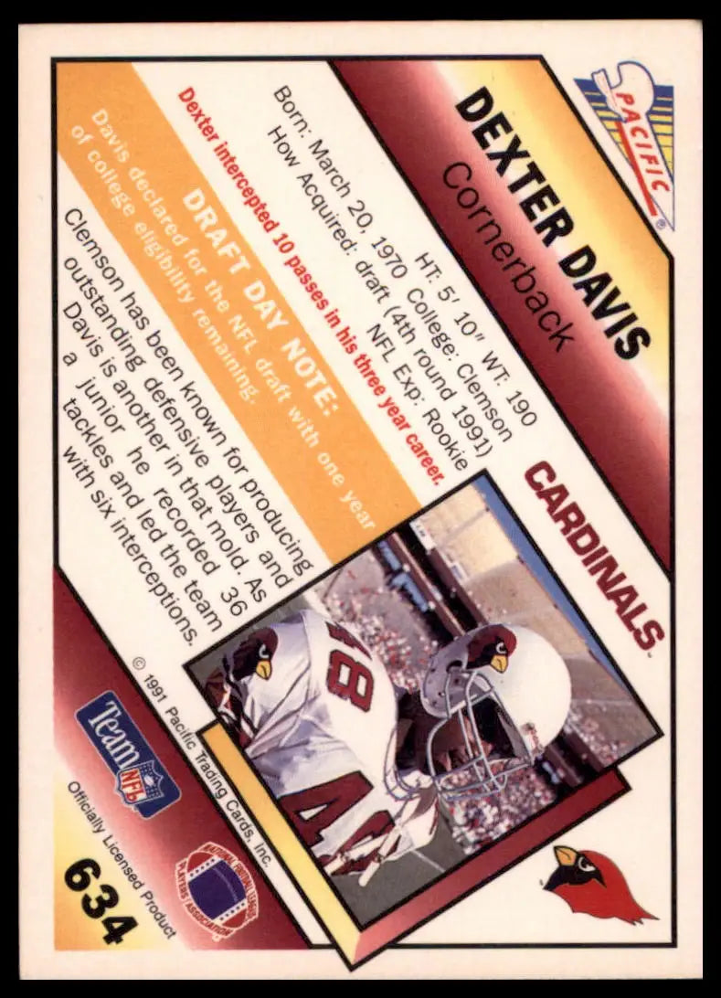 Pacific Dexter Davis 634 Phoenix Cardinals LP - Football Card Single
