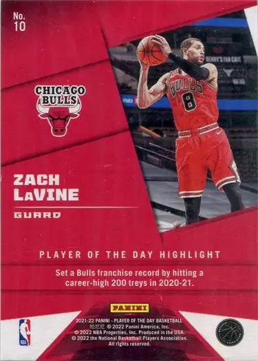 Basketball trading card of Chicago Bulls player Zach LaVine in lava parallel base design