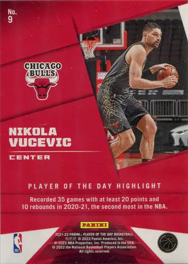 Chicago Bulls player Nikola Vucevic in action on a Lava Parallel Base Card