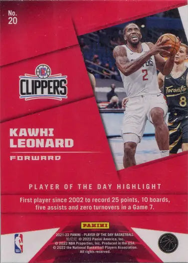 Basketball trading card featuring Kawhi Leonard in action, Rainbow Parallel by Panini