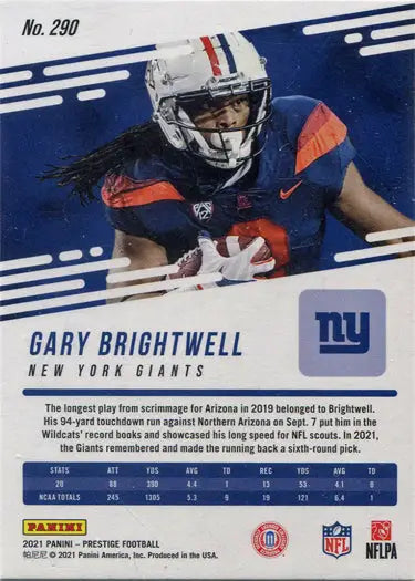 Football trading card of G Brightwell in blue and orange uniform, Xtra Points Diamond