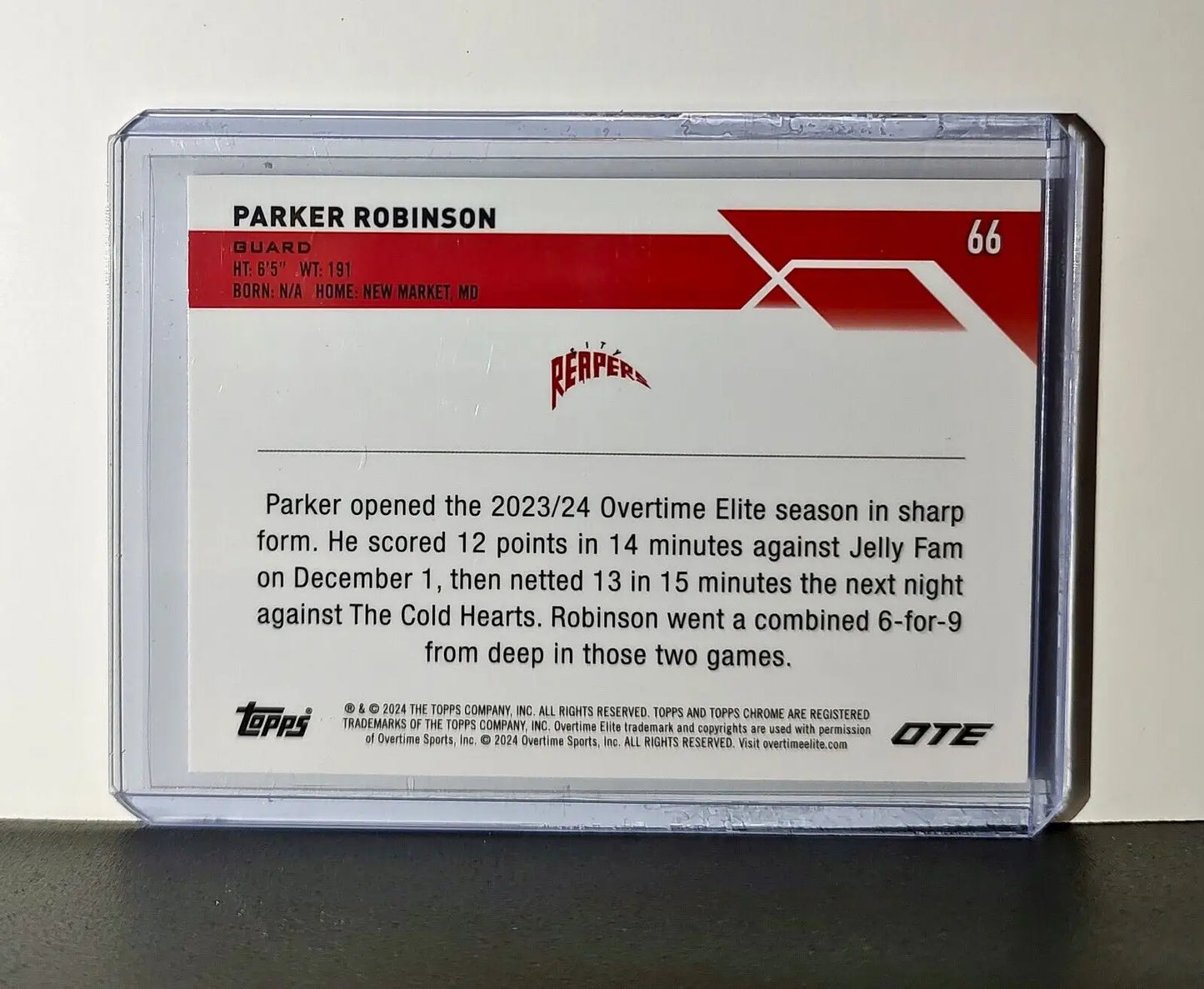 Parker Robinson Rookie Card 2023-24 Topps Chrome Overtime #66 City Reapers