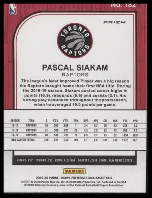 Pascal Siakam 2019-20 Hoops Premium Prizms Silver Mojo #182 Toronto Raptors - Basketball Card Single