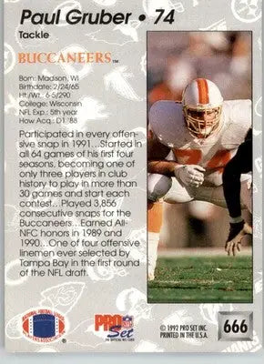 Paul Gruber - 1992 Pro Set - #666 - Football - Football Card Single