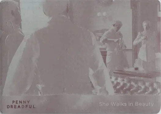 Sepia-toned image of Victorian-era figures featured in Penny Dreadful trading cards