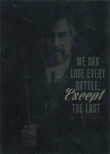Dark grainy portrait of a bearded man with We can lose every battle except the last text overlay on Penny Dreadful Season 1 Quotable Chase Foil Parallel Q