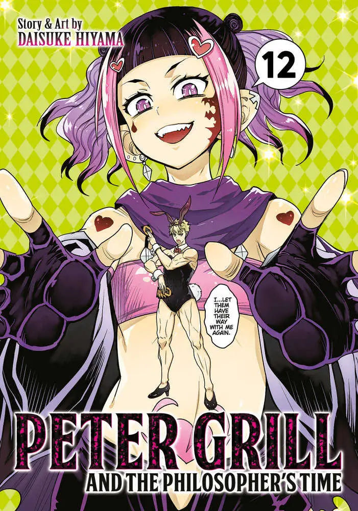 Cheerful anime character with purple hair on Peter Grill And The Philosopher’s Time Volume 12 manga cover