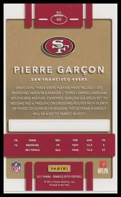 Pierre Garcon 2017 Donruss Optic #40 San Francisco 49ers