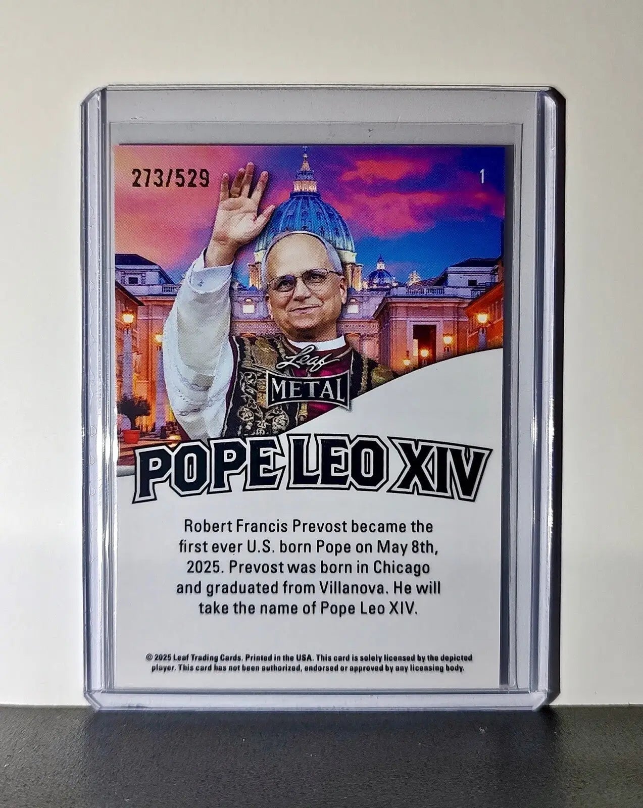 Pope Leo XIV 2025 Leaf Metal Trading Card Hot Dog Parallel /529 - Other