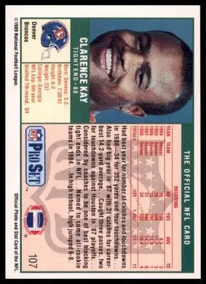 Pro Set Clarence Kay 107 Denver Broncos - Football Card Single