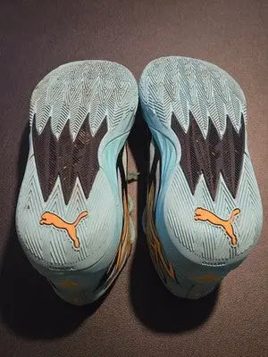 Puma Basketball Shoes Men’s 7 Aqua Teal Yellow Athletic Lightweight Sneakers