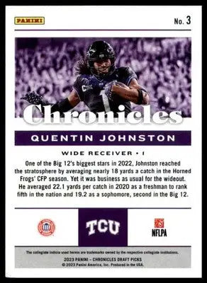 Quentin Johnston 2023 Panini Chronicles Draft Picks #3 TCU Horned Frogs - Football Card Single