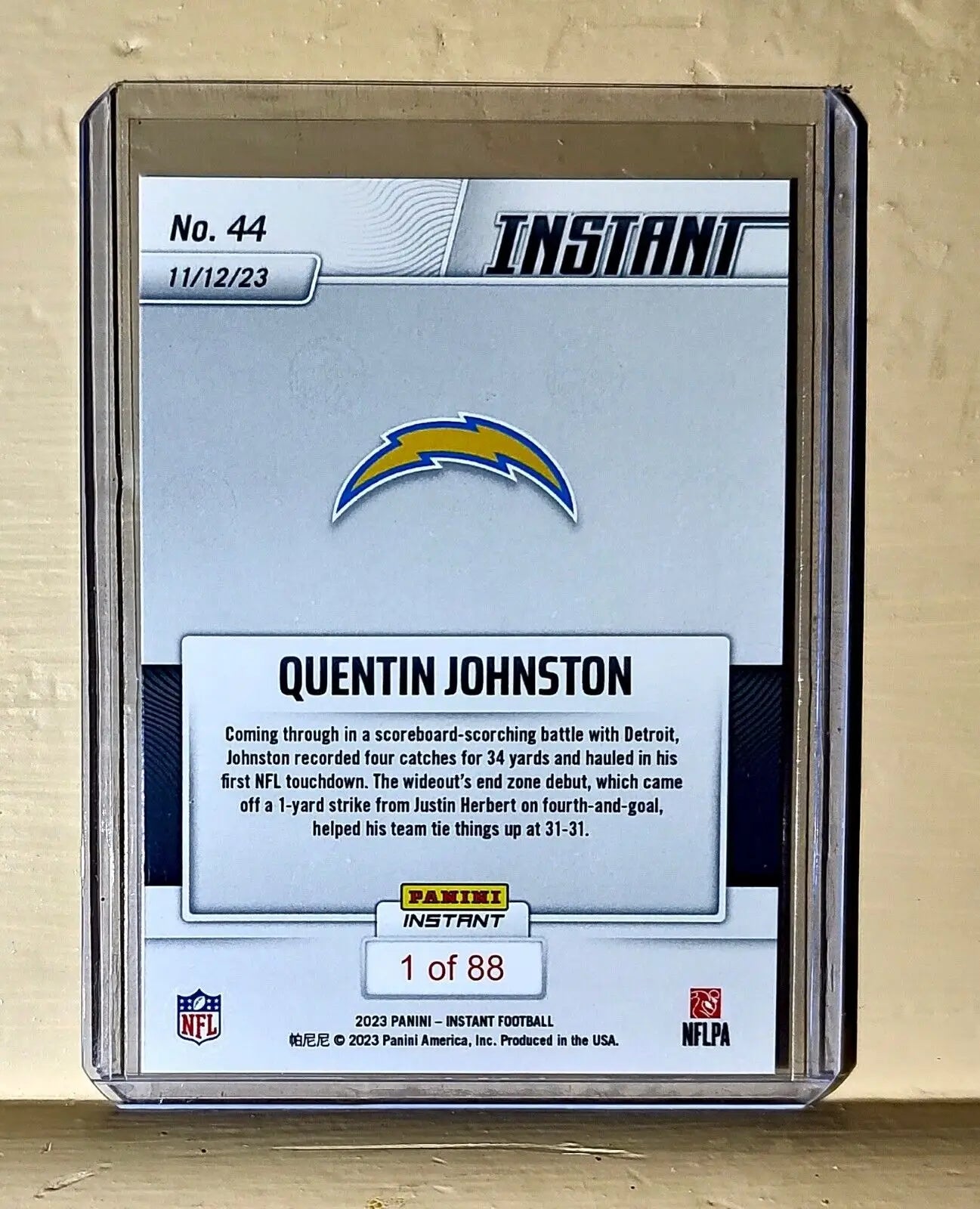 Quentin Johnston 2023 Panini NFL Rookie Football #44 Card 1 of 88 Chargers - Football Card Single