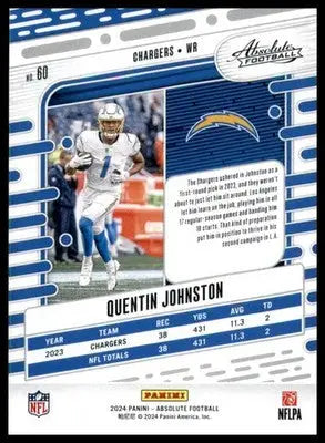 Quentin Johnston 2024 Panini Absolute Blue #60 Los Angeles Chargers - Football Card Single