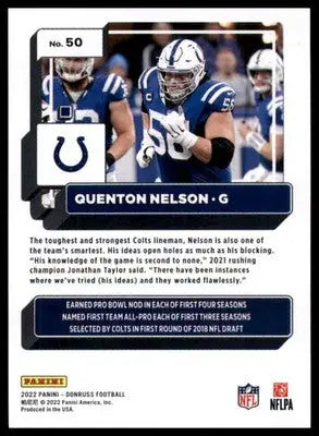 Quenton Nelson 2022 Donruss #50 Indianapolis Colts - Football Card Single