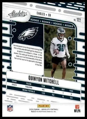 Quinyon Mitchell 2024 Panini Absolute Green #122 Philadelphia Eagles