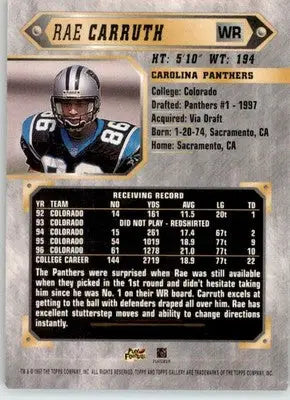 Rae Carruth - 1997 Topps Gallery - #21 - RC Football - Football Card Single
