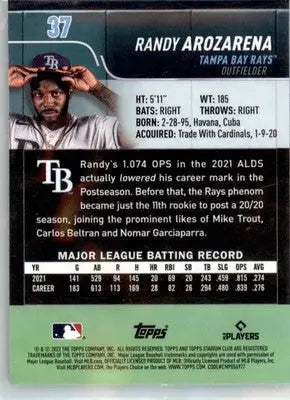 Randy Arozarena - 2022 Stadium Club Chrome - #37 - Baseball - Baseball Card Single