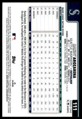 Randy Arozarena 2025 Topps #111 Seattle Mariners - Baseball Card Single