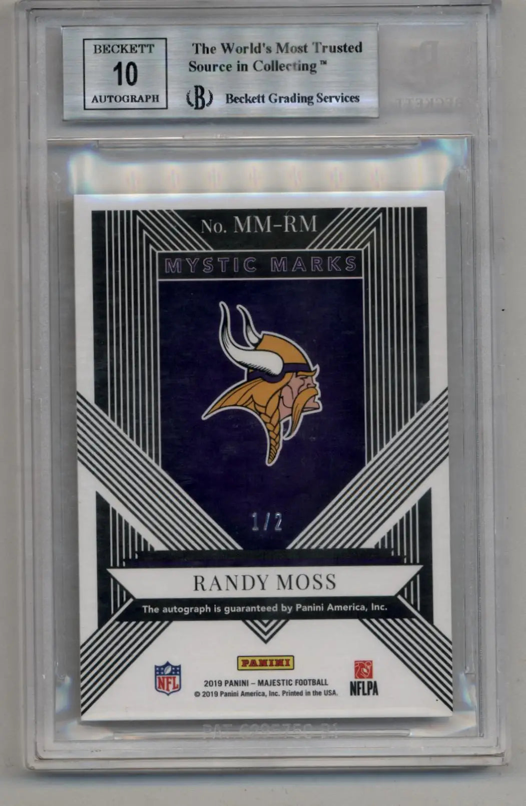Randy Moss 2019 Majestic Gold Mystic Marks Auto 1/2 BGS 9 Mint - Football Card Single