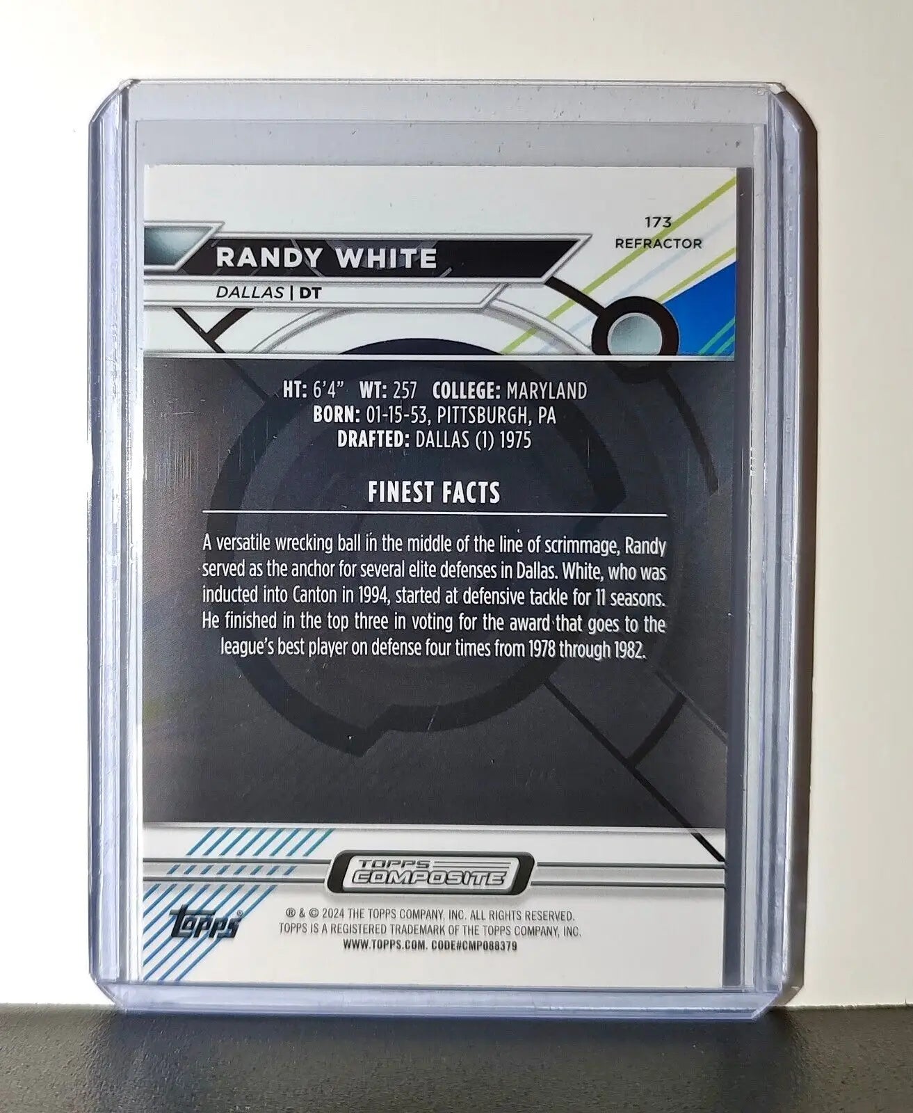 Randy White 2023 Topps Finest Refractor NFL #173 Card Dallas Cowboys - Football Card Single