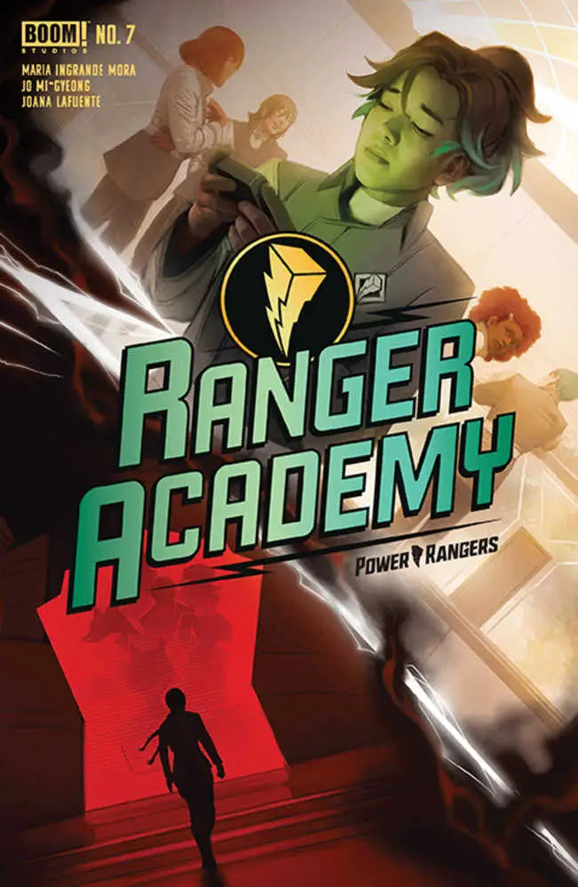 Comic book cover for Ranger Academy #7 featuring a green-skinned character and silhouettes