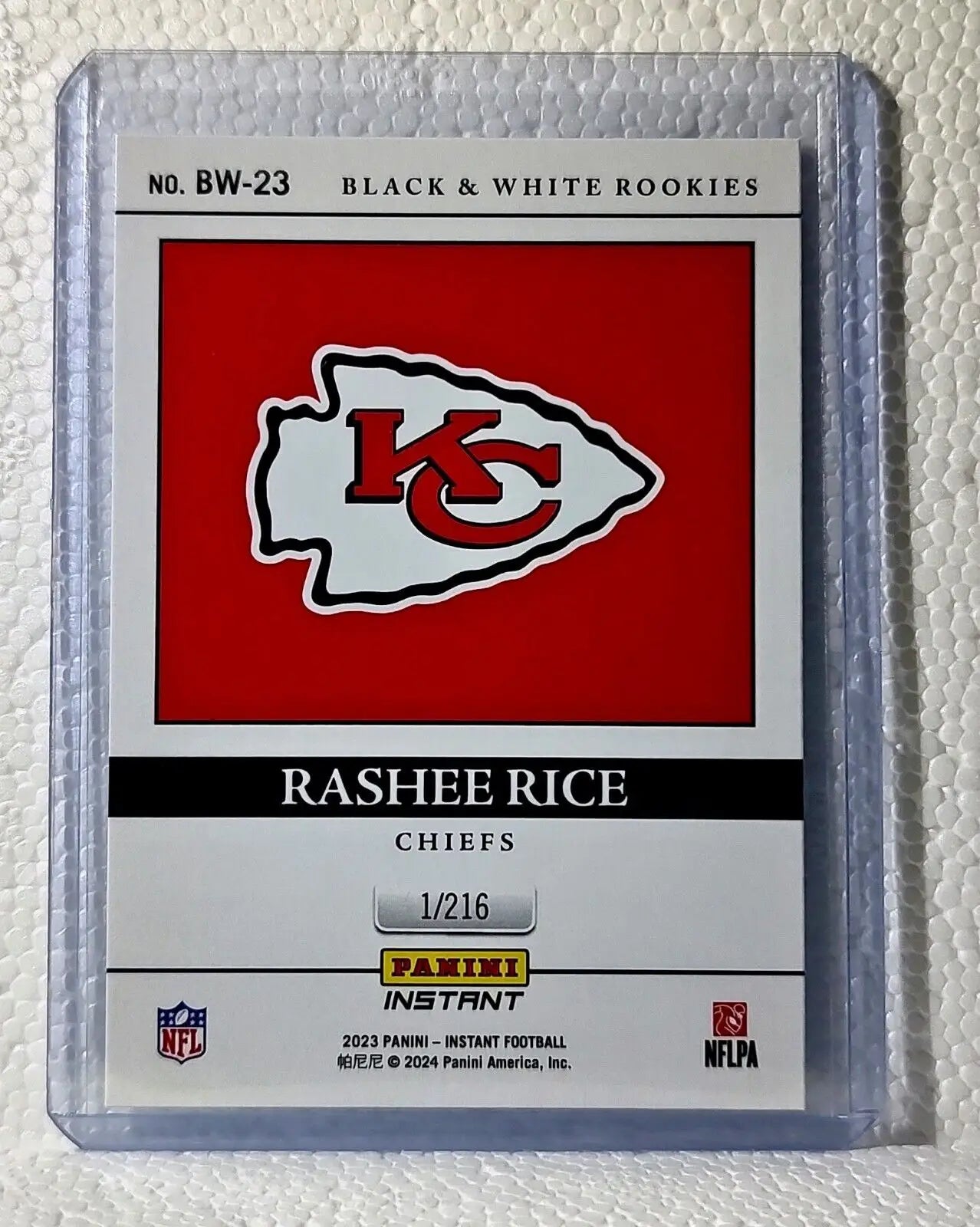 Rashee Rice 2023 Panini NFL #23 Black & White Rookies Card Chiefs 1/216