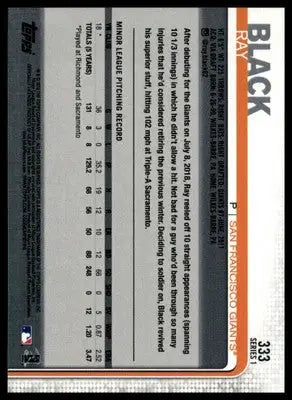 Ray Black Rookie 2019 Topps #333 San Francisco Giants - Baseball Card Single
