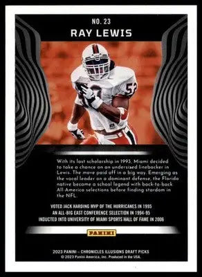 Ray Lewis 2023 Panini Chronicles Draft Picks Illusions #23 Miami Hurricanes - Football Card Single