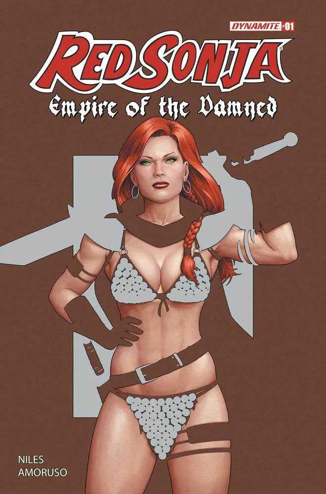 Comic book cover featuring Red Sonja, a warrior woman with red hair, in Empire Damned #1