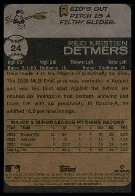 Reid Detmers Rookie 2022 Topps Heritage #24 Los Angeles Angels - Baseball Card Single