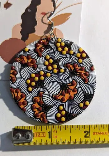 Reversible - Oversized Floral wood and Rhinestone Earrings - Handmade - General Merchandise