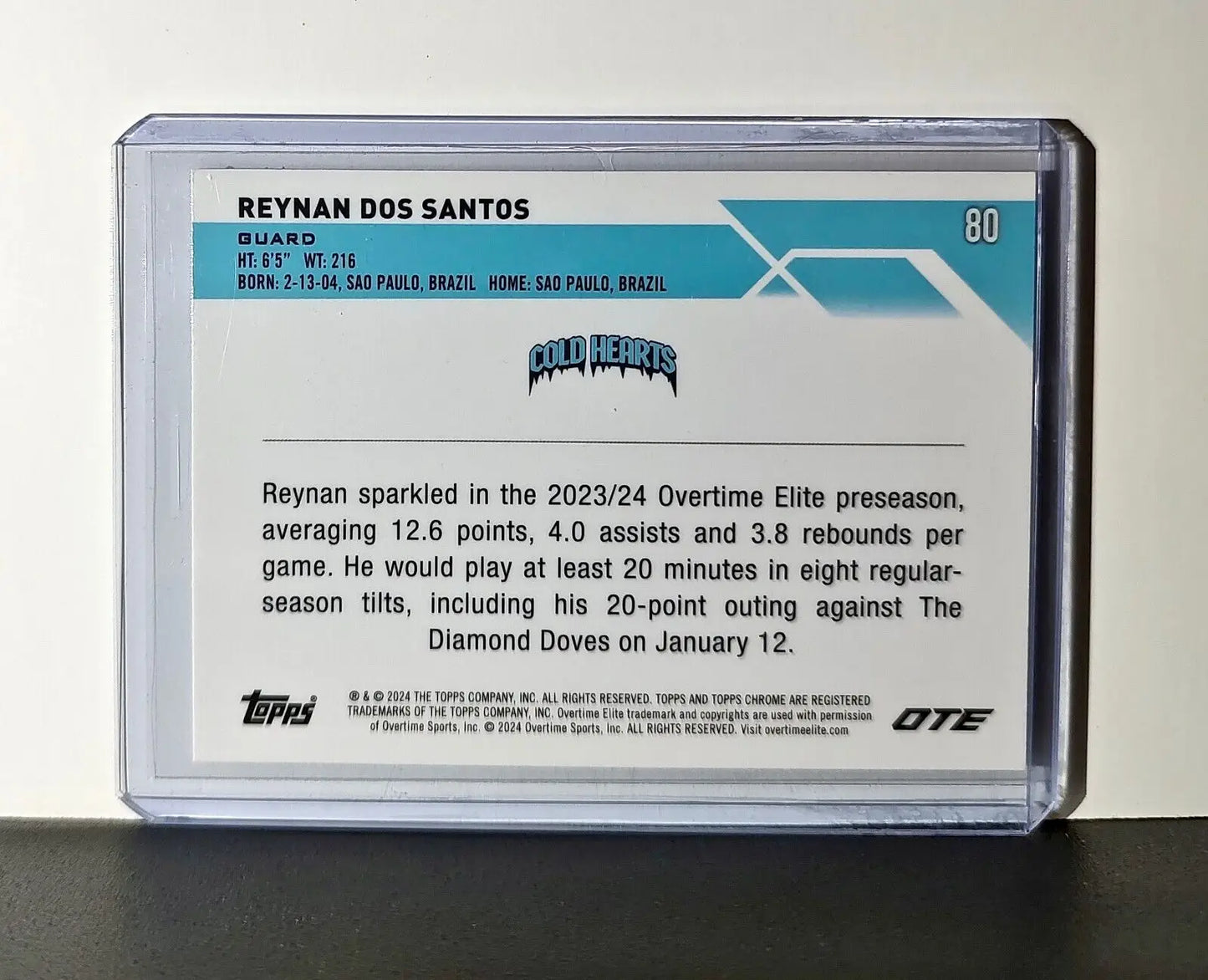 Reynan Dos Santos Rookie Card 2023-24 Topps Chrome Overtime #80 Cold Hearts - Soccer Card Single